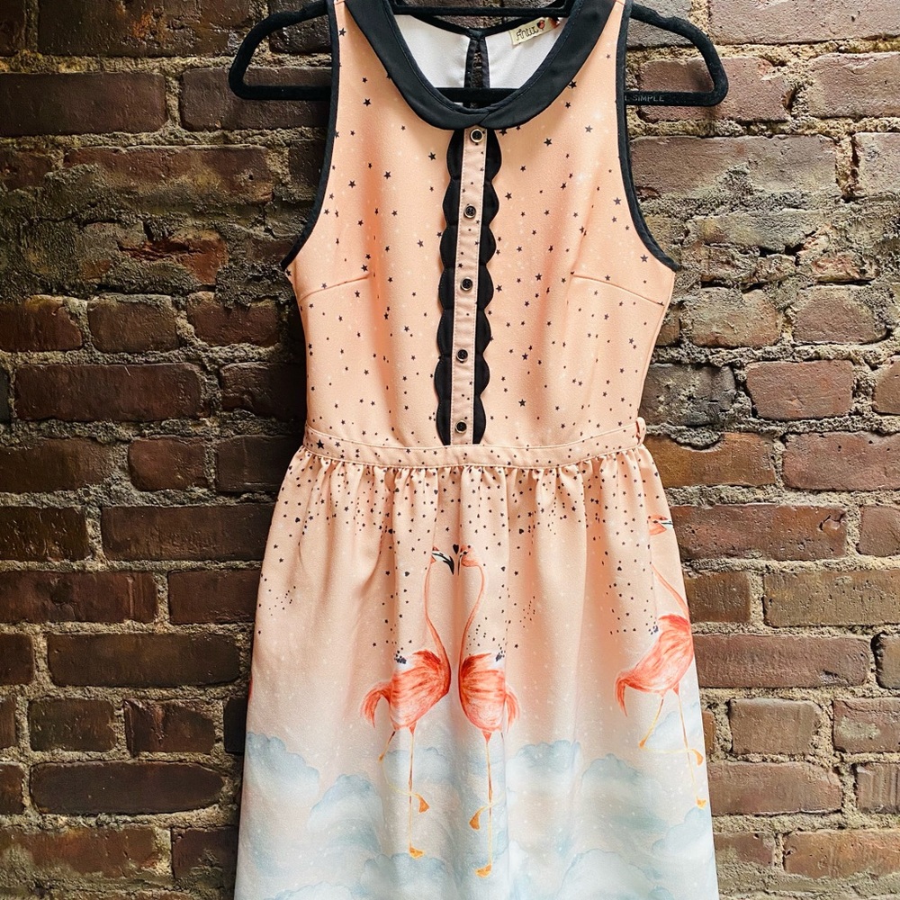 Dreamy Peach/Baby blue Flamingo Dress🦩